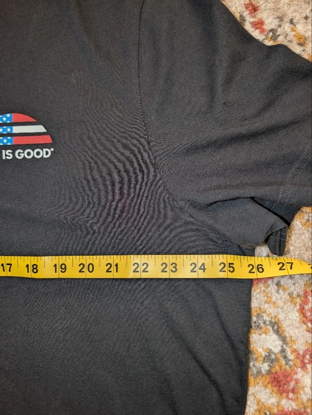 Life Is Good Mens Dk Gray XL Short-Sleeve Tee Flag Graphic NWT